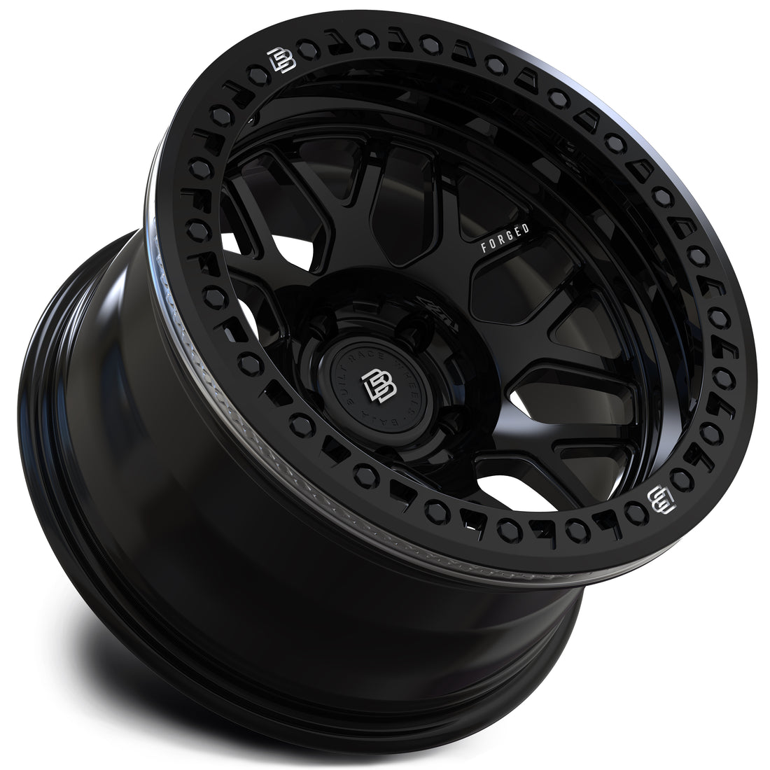 Baja Built バハビルト Lite Brite Outlaw Forged Beadlock | Glossy Black (black ring & black bolts) フォージドホイール