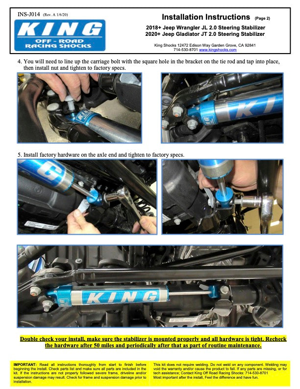 KING ショックスタビライザー(JL/JT左ハンドル用)