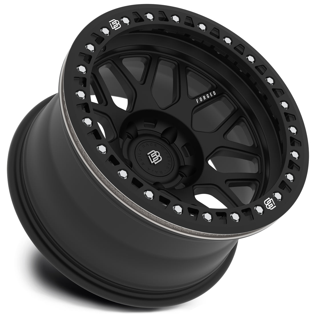 Baja Built バハビルト Lite Brite Outlaw Forged Beadlock | Matt Black (black ring & aluminum bolts) フォージドホイール