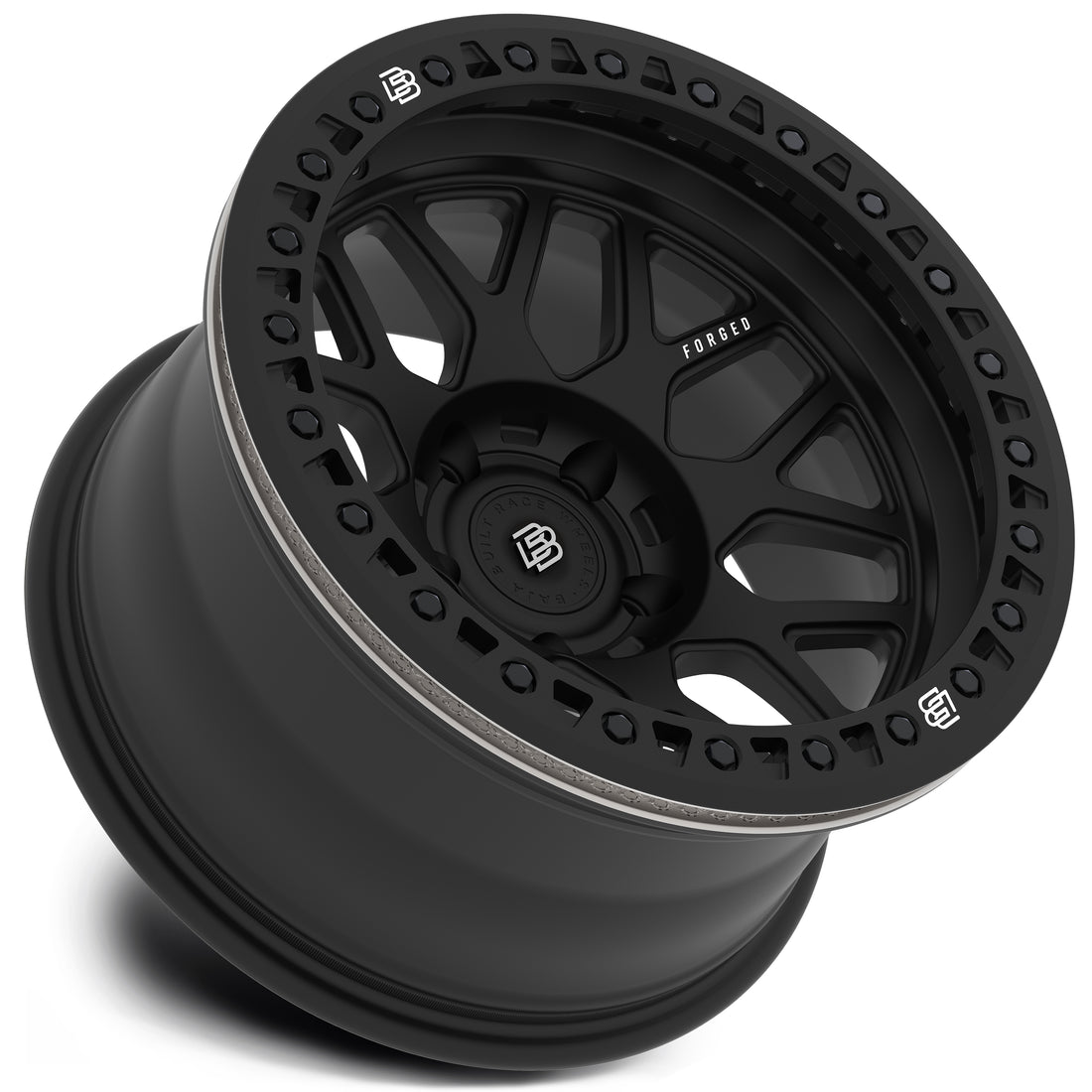 Baja Built バハビルト Lite Brite Outlaw Forged Beadlock | Matt Black (black ring & black bolts) フォージドホイール