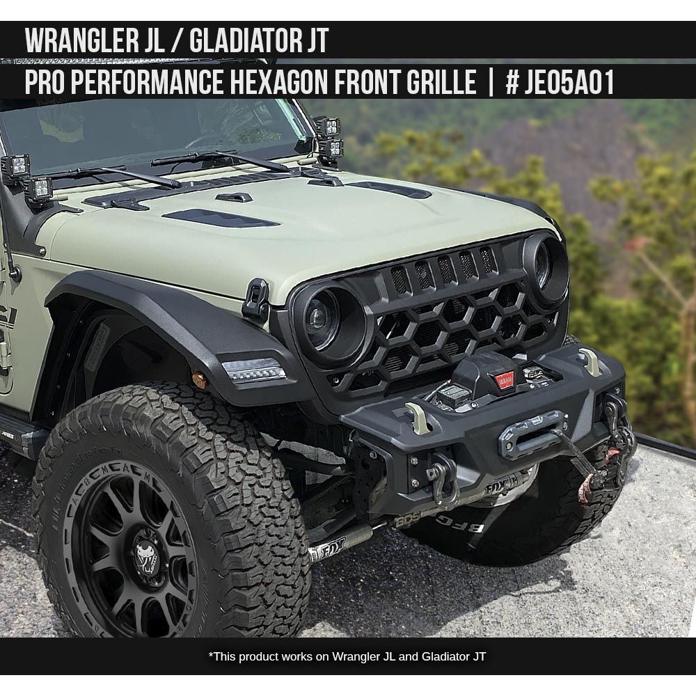 Air Design プロパフォーマンス ヘキサンゴン フロント グリル (JL/JT)