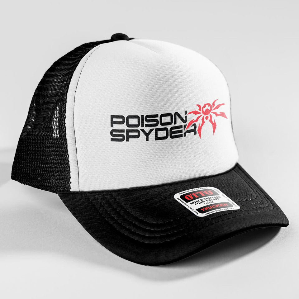 Poison Spyder STACKED トラッカー スナップバックハット (ブラック&ホワイト)