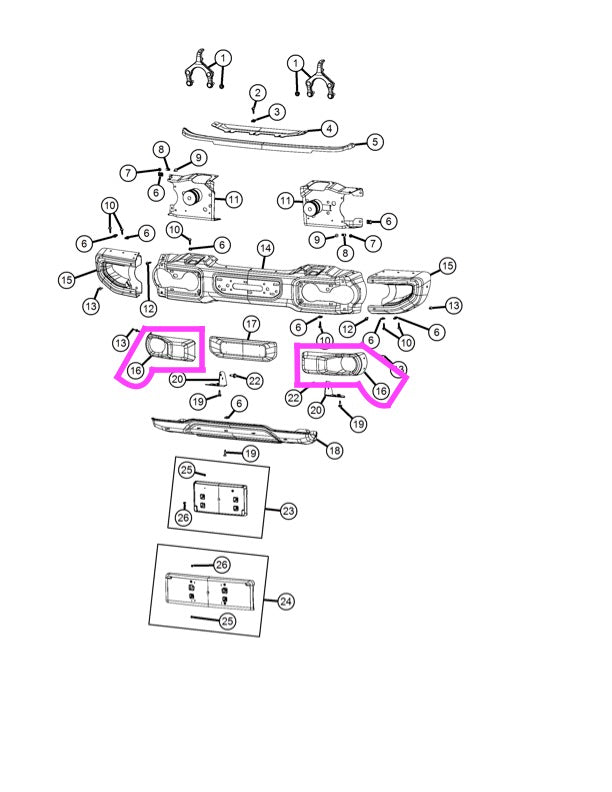 MOPAR Jeep純正 ルビコン スチールバンパー用 フォグライトベゼル (JL/JT共通)