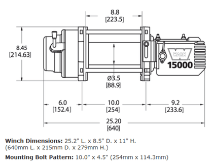 WARN M15 ヘビーウェイトウィンチ 24ボルト用