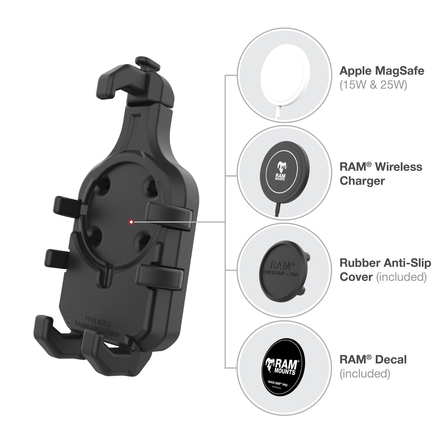 RAM MOUNTS ラムマウント Quick-Grip Pro クイックグリップ プロ 吸盤スマホホルダー（ミディアム）