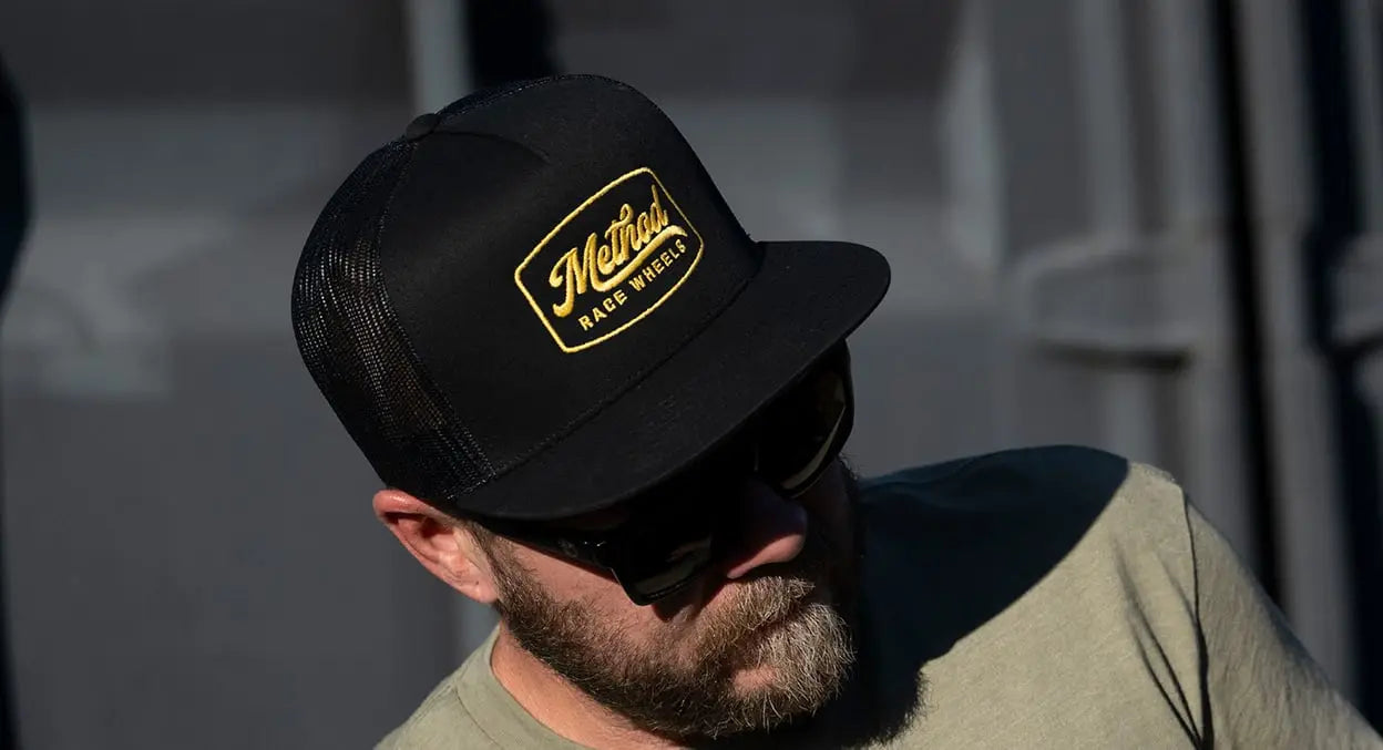 Method Race Wheels Script Badge Flatbill Trucker Hat Snapback Black