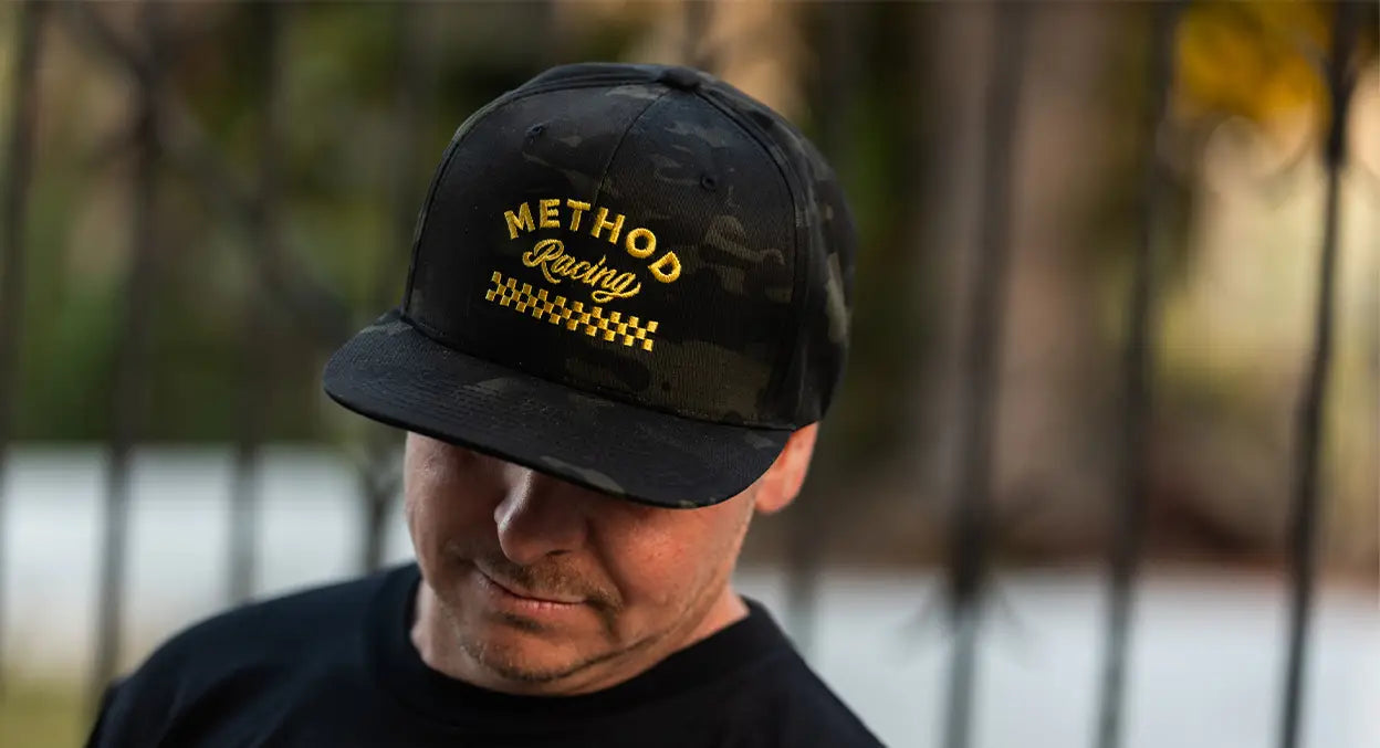 Method メソッド Race Shop Flatbill Trucker Hat Snapback Black Multicam