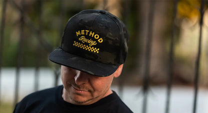Method メソッド Race Shop Flatbill Trucker Hat Snapback Black Multicam