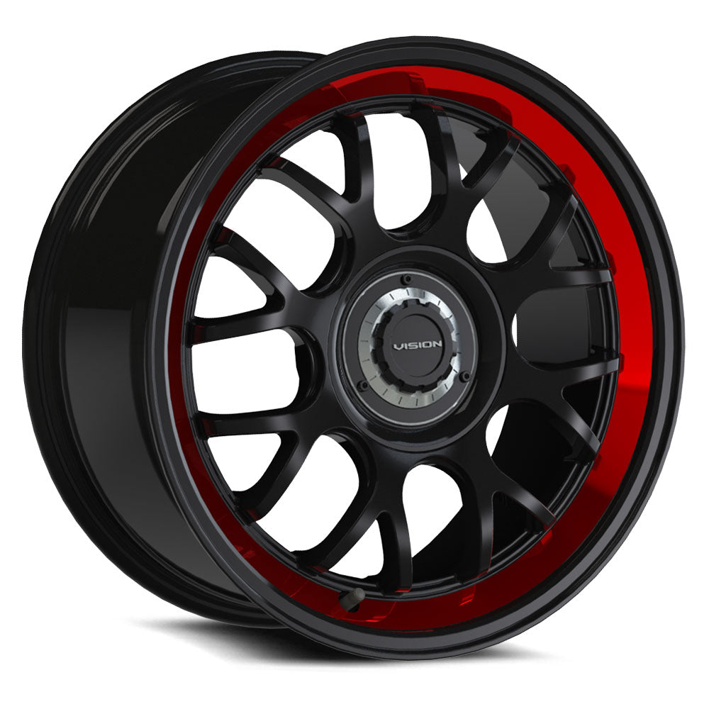 Vision Wheel ビジョンホイール 478 Alpine | Gloss Black Red Tint Brushed Lip