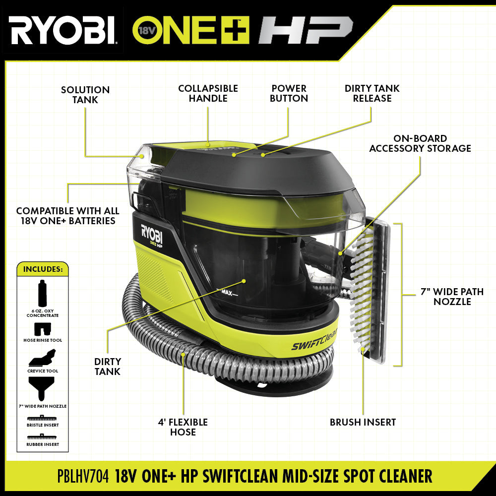 RYOBI リョービ 18V ONE+ HP SWIFTClean ミッドサイズ スポット＆カーペットクリーナー