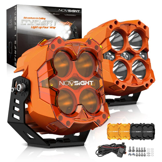 NOVSIGHT CYBERシリーズ 6インチ LEDポッドライト Cyber Orange（ホワイト/アンバー切替）