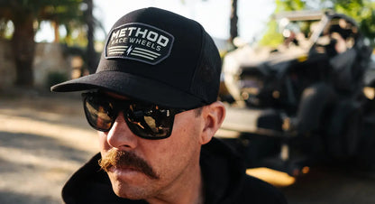 Method メソッド Flight Badge Flatbill Trucker Hat Snapback Black