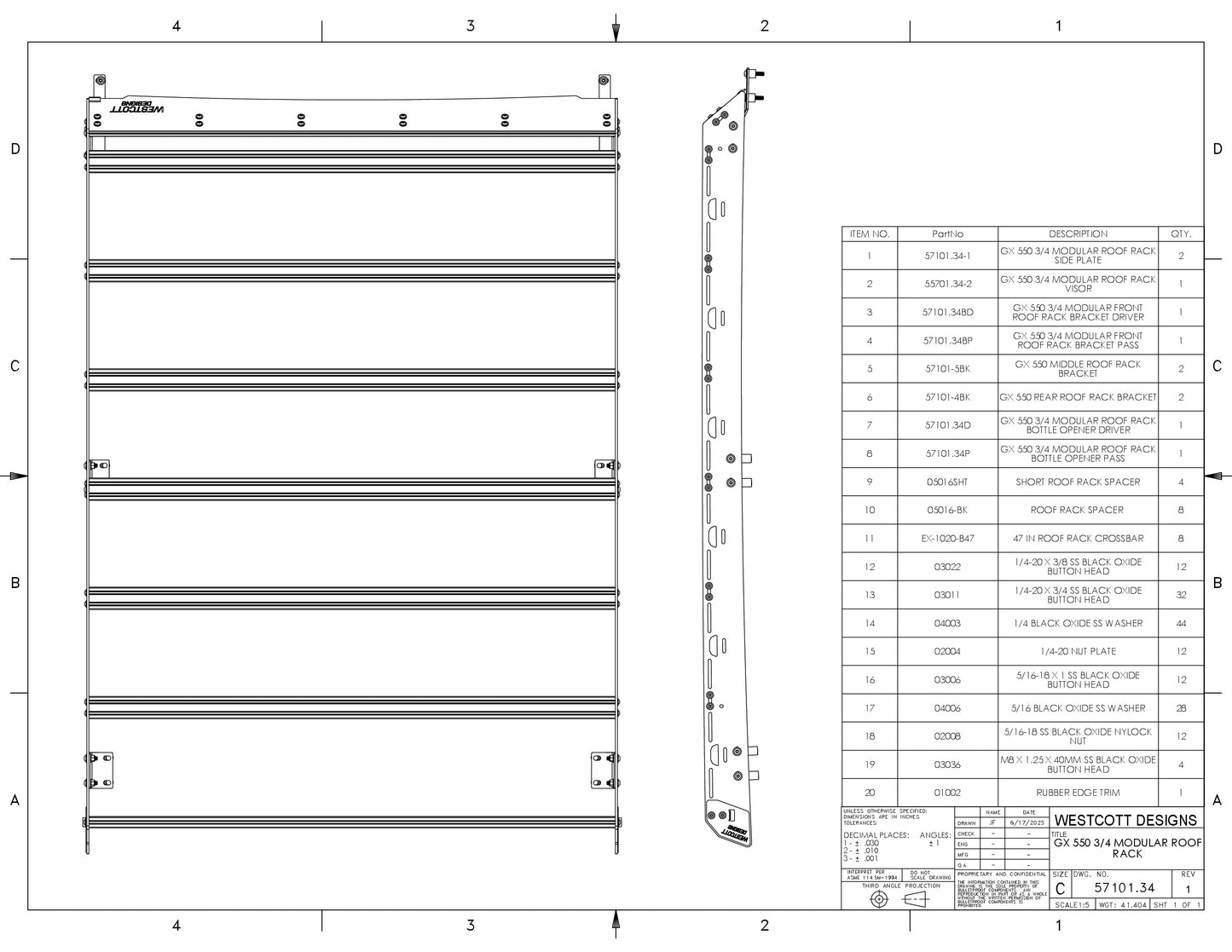 WESTCOTT DESIGNS 3/4 ルーフラック (ランクル250/LEXUS GX550)