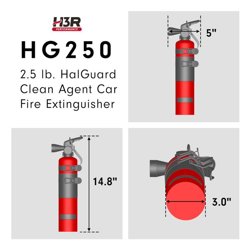 H3R HalGuard ハロトロン ガス 車載用 消火器 2.5lb (1133g)