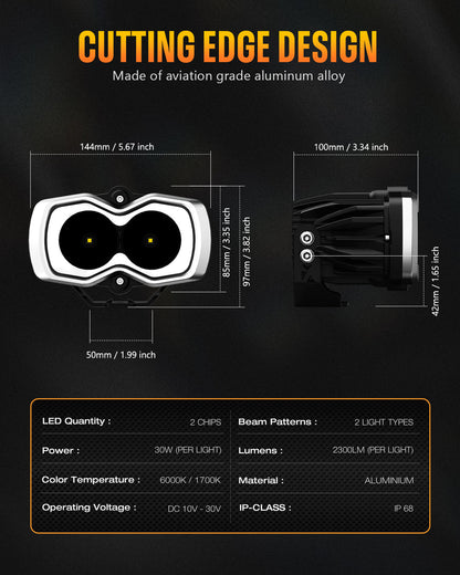 NOVSIGHT HALO Standardシリーズ 4.5インチ DRL LEDポッドライト
