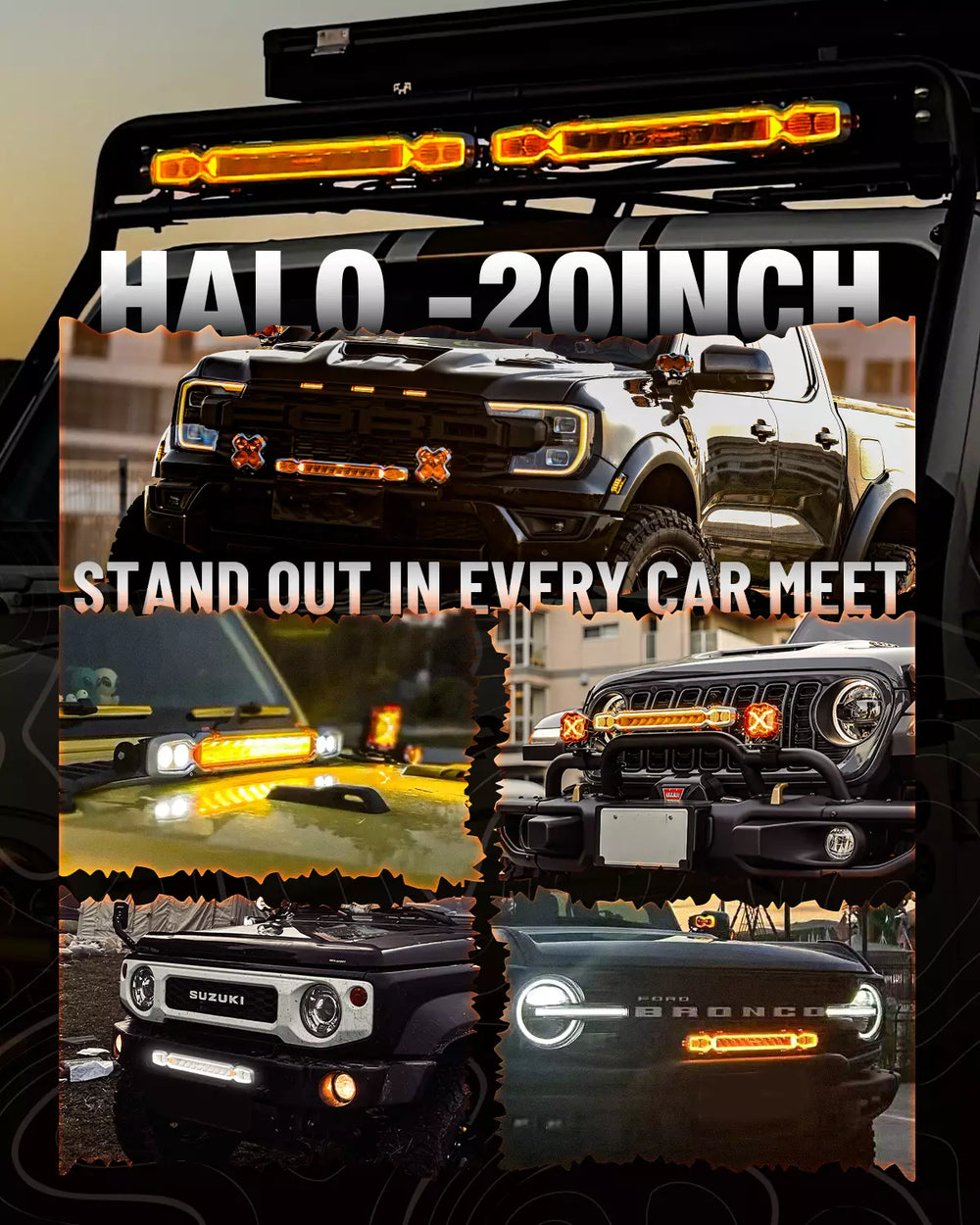 NOVSIGHT HALO Pro Series 20インチ LEDライトバー (ダイナミックDRL搭載)