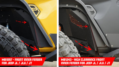 Motobilt JL/JT用ハイクリアランス フロント インナーフェンダー（40インチ以上タイヤ対応）