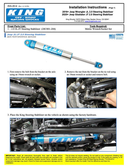 KING ショックスタビライザー(JL/JT左ハンドル用)