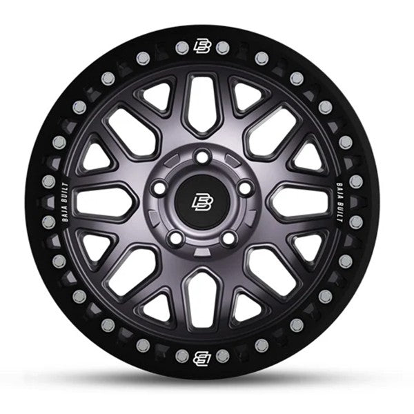 Baja Built バハビルト Lite Brite Outlaw Cast Beadlock | Satin Graphite (black ring & aluminum bolts) キャストホイール