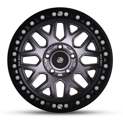 Baja Built バハビルト Lite Brite Outlaw Cast Beadlock | Satin Graphite (black ring & aluminum bolts) キャストホイール