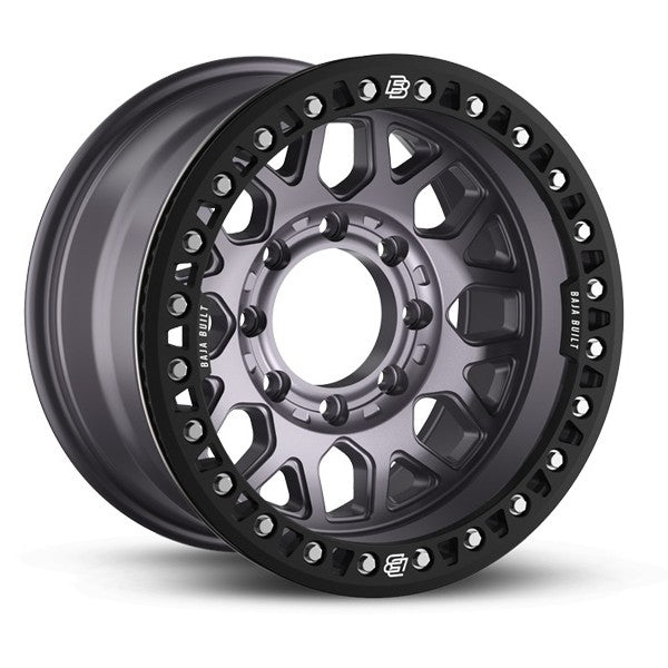 Baja Built バハビルト Lite Brite Outlaw Cast Beadlock | Satin Graphite (black ring & aluminum bolts) キャストホイール