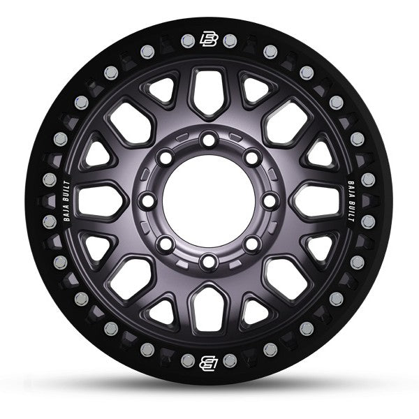 Baja Built バハビルト Lite Brite Outlaw Cast Beadlock | Satin Graphite (black ring & aluminum bolts) キャストホイール