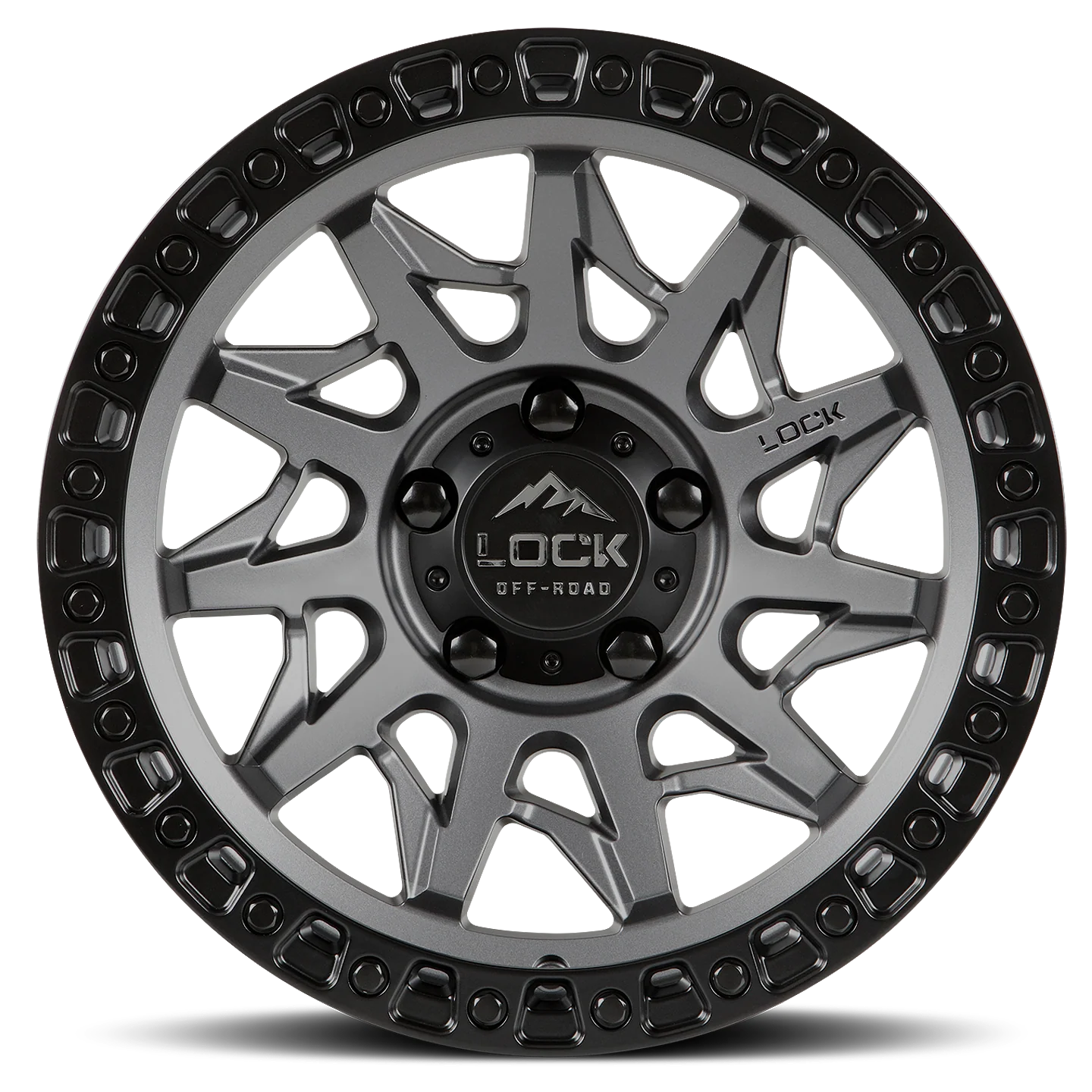 Lock Off Road Wheels ロックオフロード ホイール LUNATIC | Matte Gray w/ Matte Black Ring