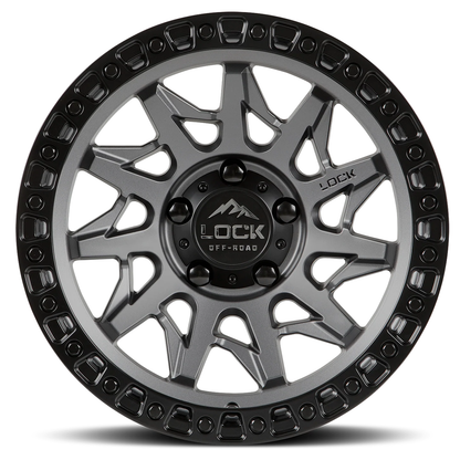 Lock Off Road Wheels ロックオフロード ホイール LUNATIC | Matte Gray w/ Matte Black Ring