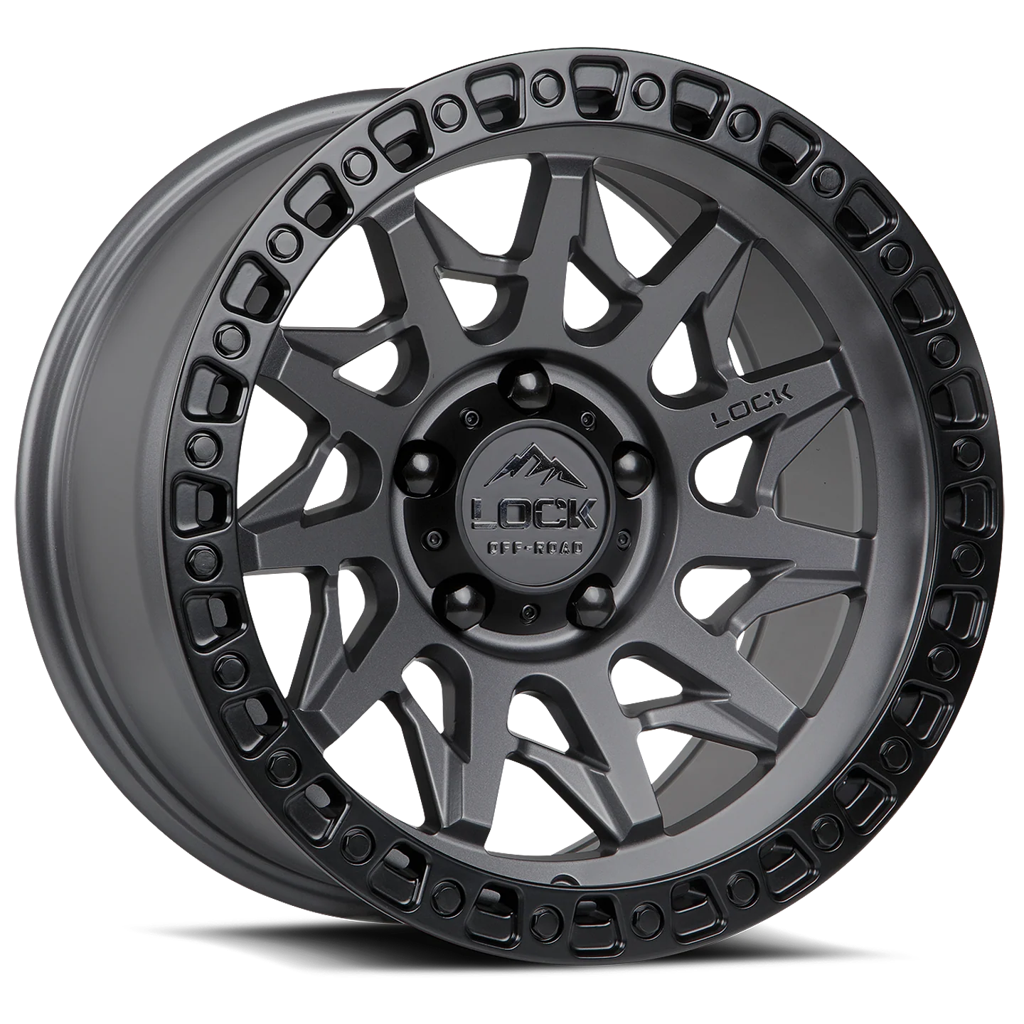 Lock Off Road Wheels ロックオフロード ホイール LUNATIC | Matte Gray w/ Matte Black Ring