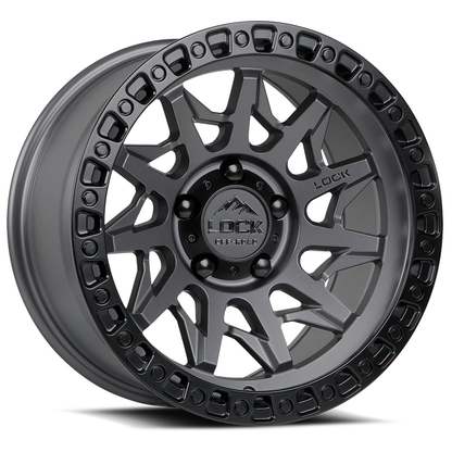 Lock Off Road Wheels ロックオフロード ホイール LUNATIC | Matte Gray w/ Matte Black Ring