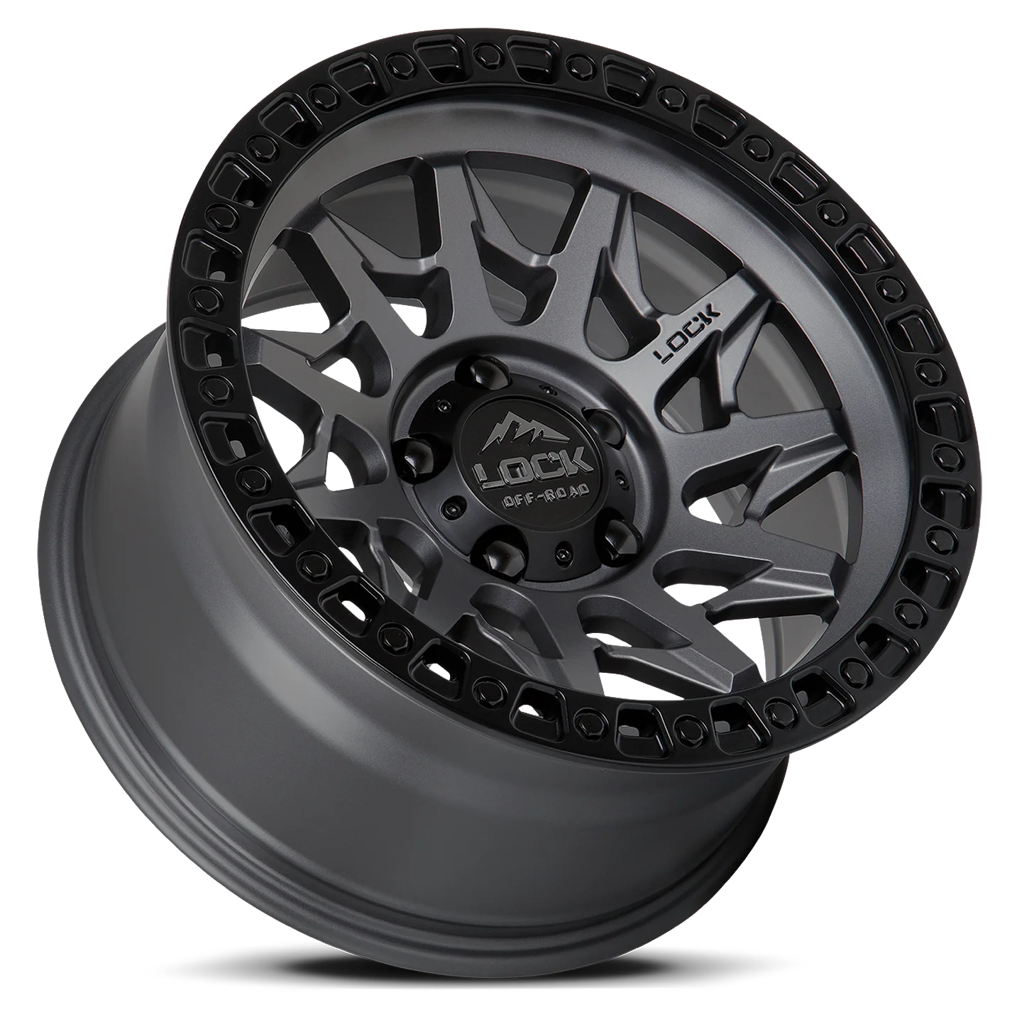 Lock Off Road Wheels ロックオフロード ホイール LUNATIC | Matte Gray w/ Matte Black Ring