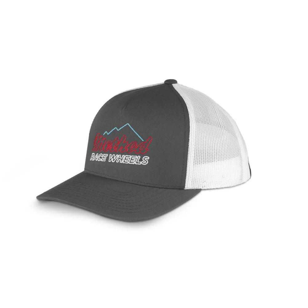 Method Race Wheels Neon Mountain Curvebill Trucker Hat Snapback Charcoal/White