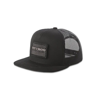 Method Race Wheels Stars & Stripes Velcro Patch Flatbill Trucker Snapback Black
