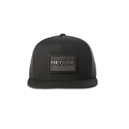 Method Race Wheels Stars & Stripes Velcro Patch Flatbill Trucker Snapback Black