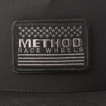 Method Race Wheels Stars & Stripes Velcro Patch Flatbill Trucker Snapback Black