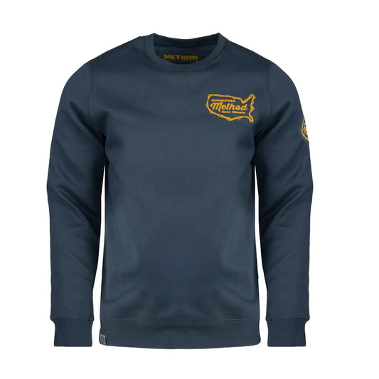 Method メソッド Gasket Crewneck Sweatshirt Deep Steel Blue