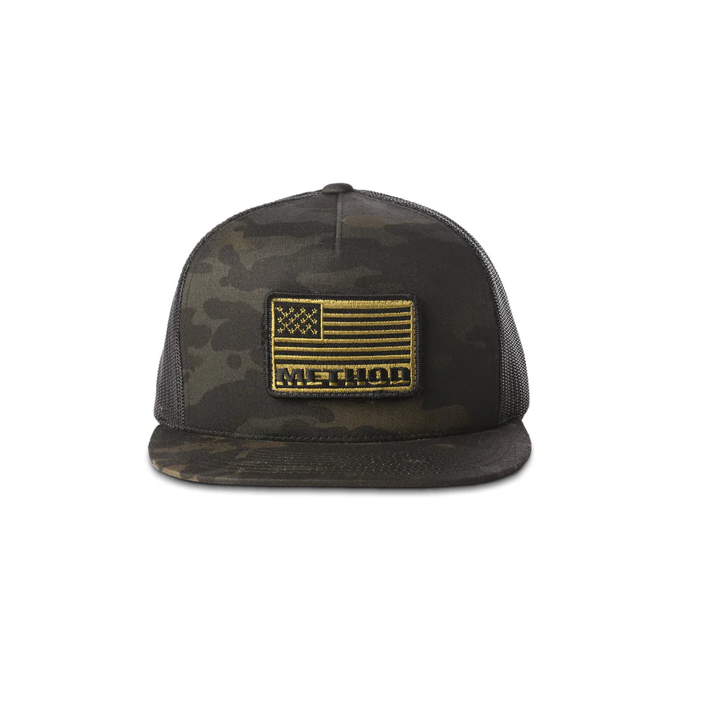 Method メソッド Flag Velcro Patch Flatbill Trucker Snapback Black Multicam