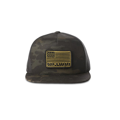 Method メソッド Flag Velcro Patch Flatbill Trucker Snapback Black Multicam