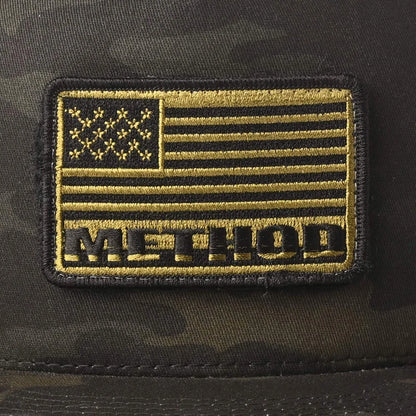 Method メソッド Flag Velcro Patch Flatbill Trucker Snapback Black Multicam