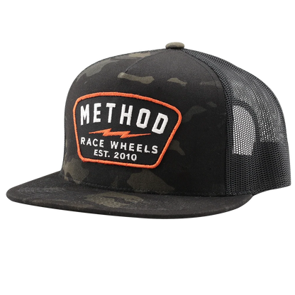 Method メソッド Bolt Patch Trucker Hat Snapback Dark Camo Black