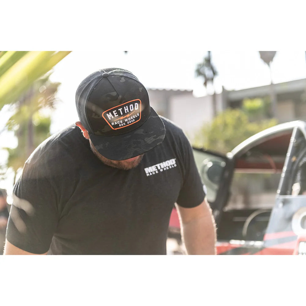 Method メソッド Bolt Patch Trucker Hat Snapback Dark Camo Black