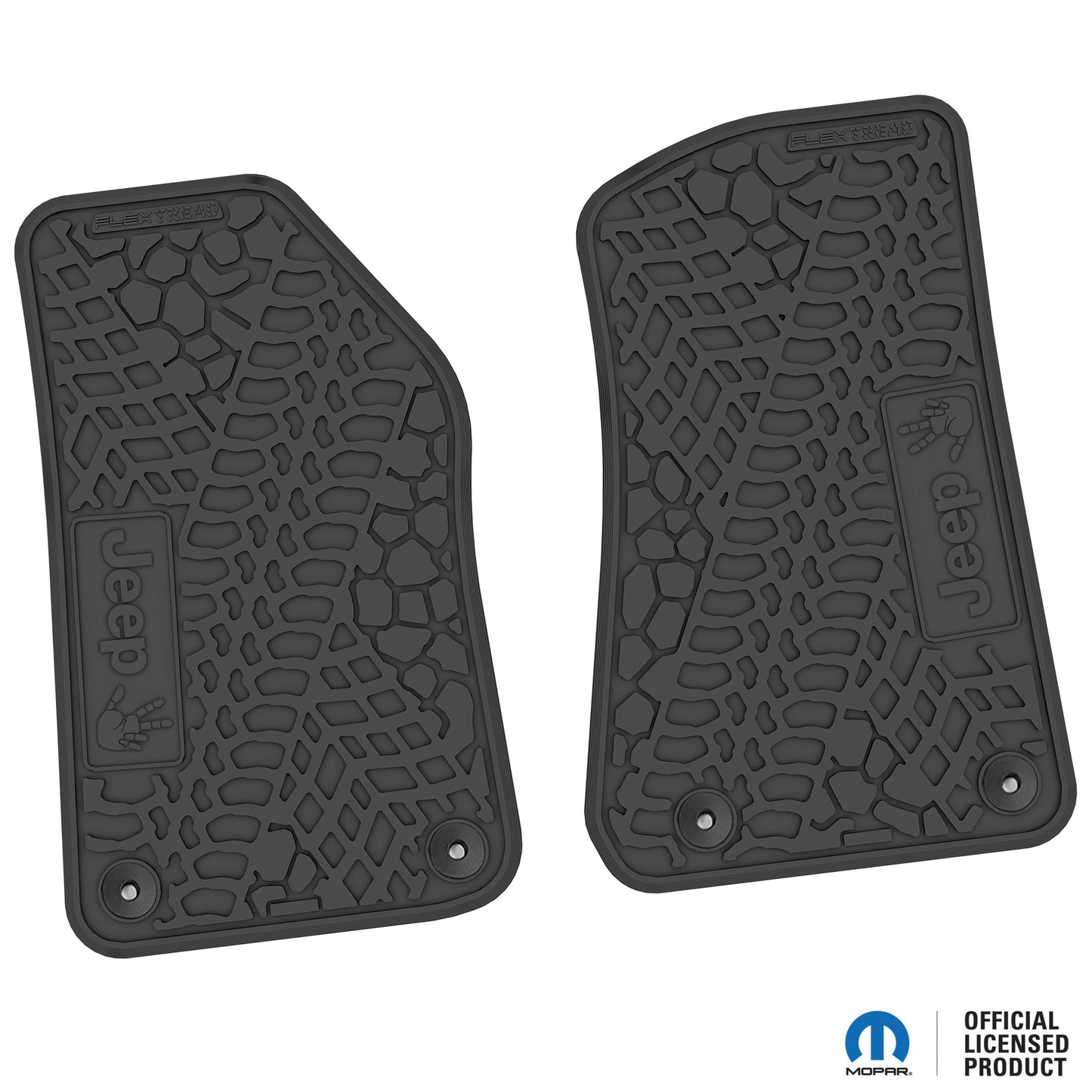 Flex Tread JL/JT用 フロアマット (フロントのみ) | Jeep Wave ロゴのみ (ステアリングロゴなし)