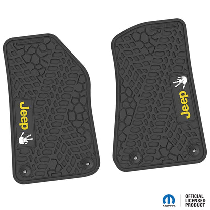 Flex Tread JL/JT用 フロアマット (フロントのみ) | Jeep Wave ロゴのみ (ステアリングロゴなし)