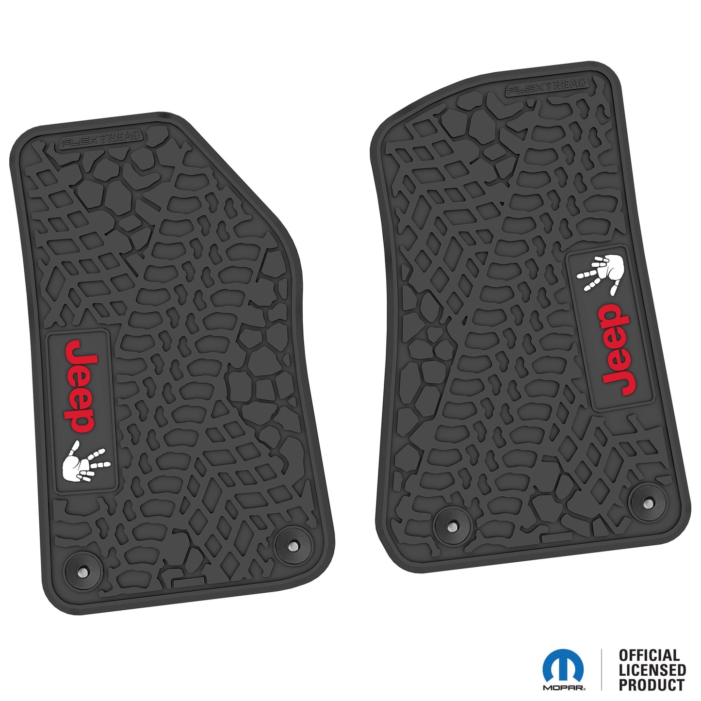 Flex Tread JL/JT用 フロアマット (フロントのみ) | Jeep Wave ロゴのみ (ステアリングロゴなし)