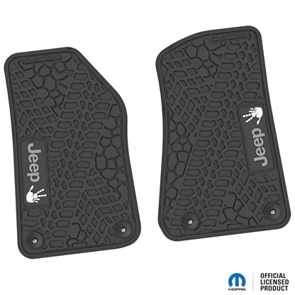 Flex Tread JL/JT用 フロアマット (フロントのみ) | Jeep Wave ロゴのみ (ステアリングロゴなし)