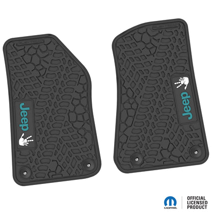 Flex Tread JL/JT用 フロアマット (フロントのみ) | Jeep Wave ロゴのみ (ステアリングロゴなし)