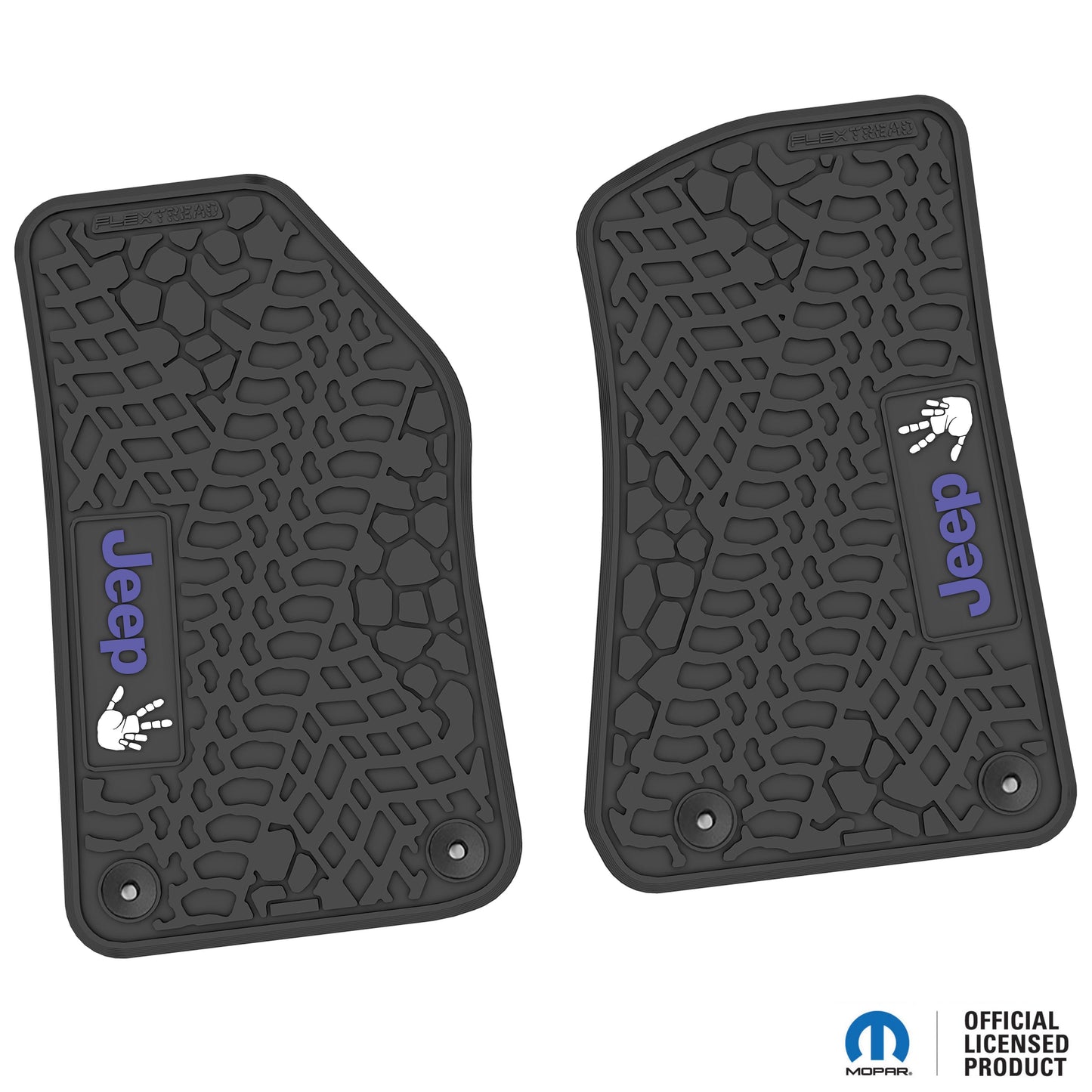 Flex Tread JL/JT用 フロアマット (フロントのみ) | Jeep Wave ロゴのみ (ステアリングロゴなし)