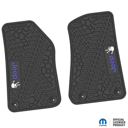 Flex Tread JL/JT用 フロアマット (フロントのみ) | Jeep Wave ロゴのみ (ステアリングロゴなし)
