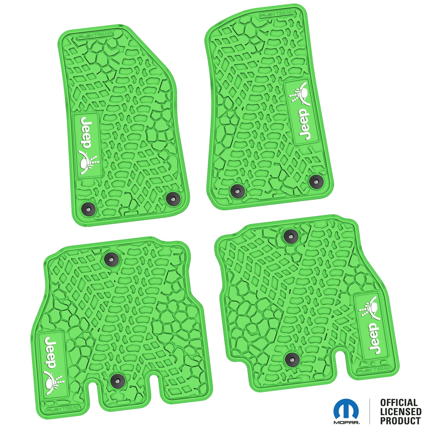 Flex Tread JL用 フロアマット (フロント&リア) | Jeep Wave & ステアリングロゴ入り