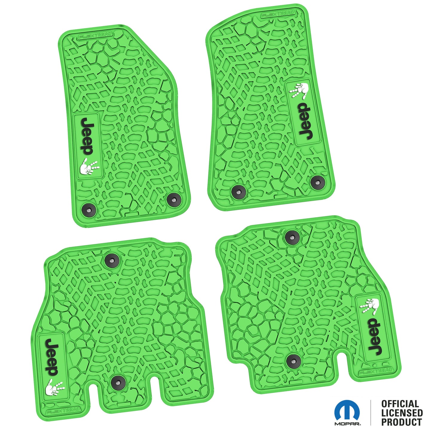 Flex Tread JL用 フロアマット (フロント&リア) | Jeep Wave ロゴのみ (ステアリングロゴなし)